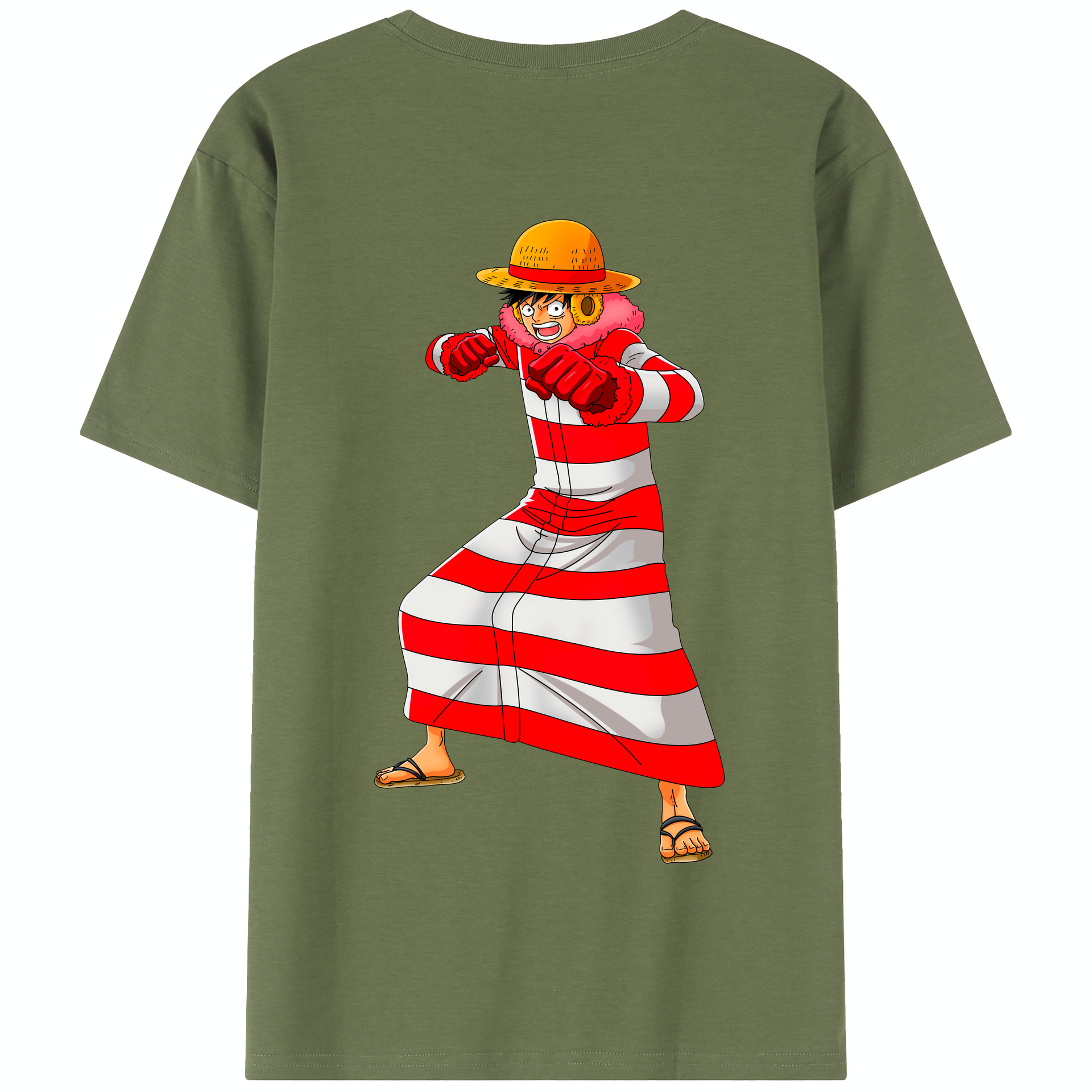 ワンピース モンキー・D・ルフィ ONE PIECE Monkey D. Luffy 綿100％半袖Tシャツ（背面プリント）